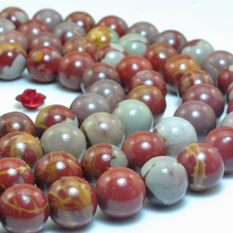 YesBeads Natural Noreena Jasper smooth round beads Australian red picture jasper wholesale gemstone jewelry 15"