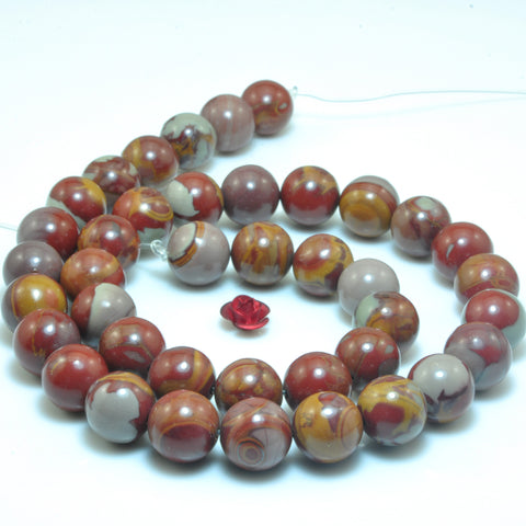 YesBeads Natural Noreena Jasper smooth round beads Australian red picture jasper wholesale gemstone jewelry 15"