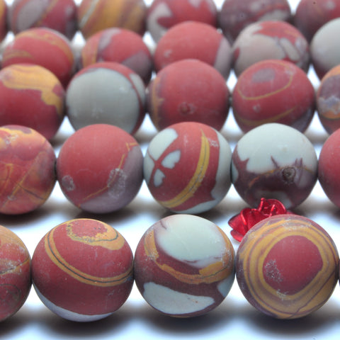 YesBeads Natural Noreena Jasper matte round beads Australian red picture jasper wholesale gemstone 15"