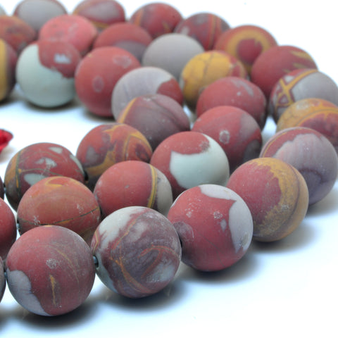 YesBeads Natural Noreena Jasper matte round beads Australian red picture jasper wholesale gemstone 15"