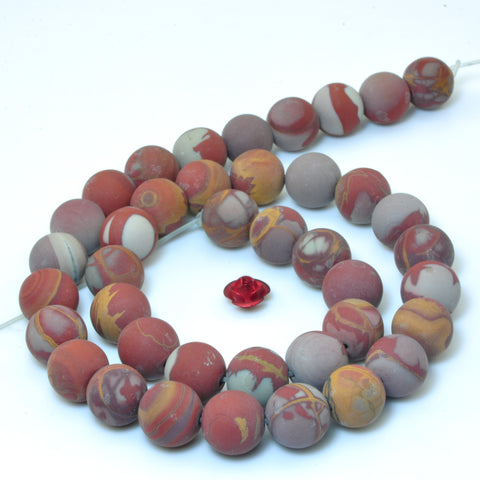 YesBeads Natural Noreena Jasper matte round beads Australian red picture jasper wholesale gemstone 15"