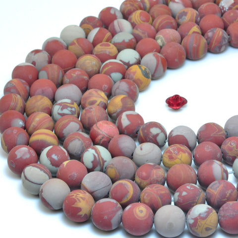 YesBeads Natural Noreena Jasper matte round beads Australian red picture jasper wholesale gemstone 15"