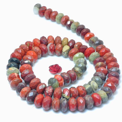 YesBeads Natural Red Jasper faceted rondelle beads gemstone wholesale jewelry 15"