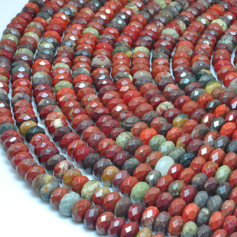 YesBeads Natural Red Jasper faceted rondelle beads gemstone wholesale jewelry 15"