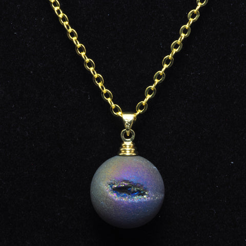YesBeads Druzy Agate Charms titanium coated agate matte round pendant beads wholesale jewelry