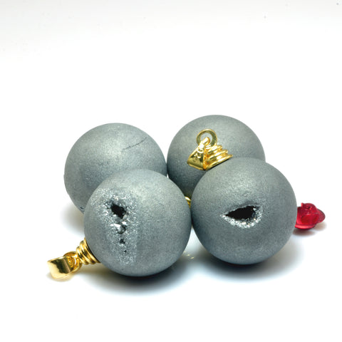 YesBeads Druzy Agate Charms titanium coated agate matte round pendant beads wholesale jewelry