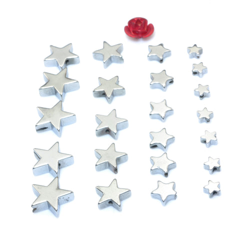 YesBeads Antique silver plated hematite smooth star spacers connector beads findings wholesale jewelry