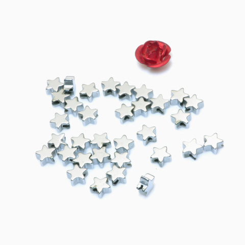 YesBeads Antique silver plated hematite smooth star spacers connector beads findings wholesale jewelry