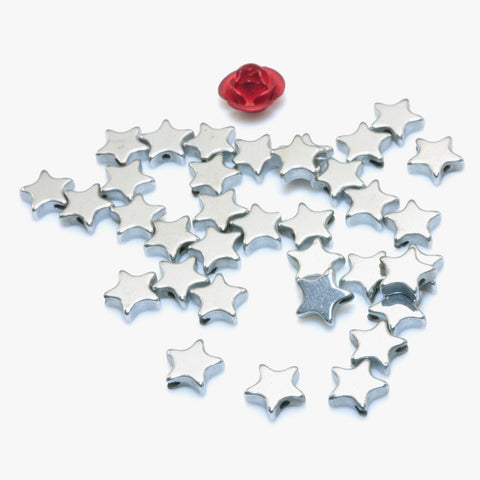 YesBeads Antique silver plated hematite smooth star spacers connector beads findings wholesale jewelry