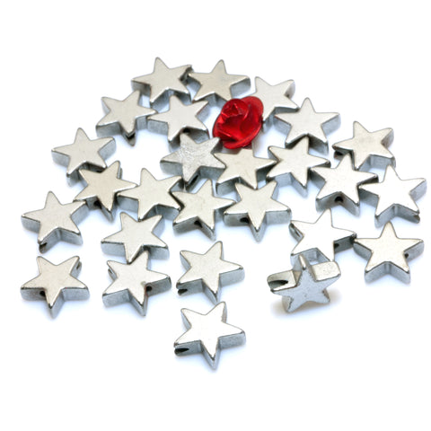 YesBeads Antique silver plated hematite smooth star spacers connector beads findings wholesale jewelry
