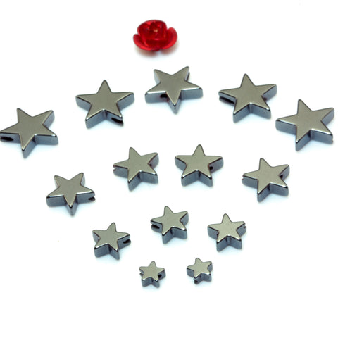 YesBeads Gun black plated hematite smooth star spacers connector beads findings wholesale jewelry