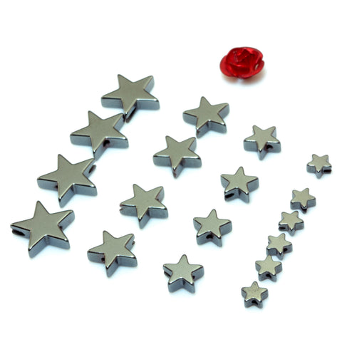 YesBeads Gun black plated hematite smooth star spacers connector beads findings wholesale jewelry