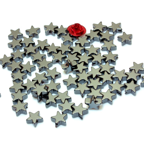 YesBeads Gun black plated hematite smooth star spacers connector beads findings wholesale jewelry