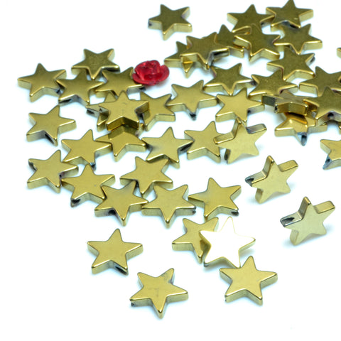 YesBeads Gold plated hematite smooth star spacers connector beads findings wholesale jewelry