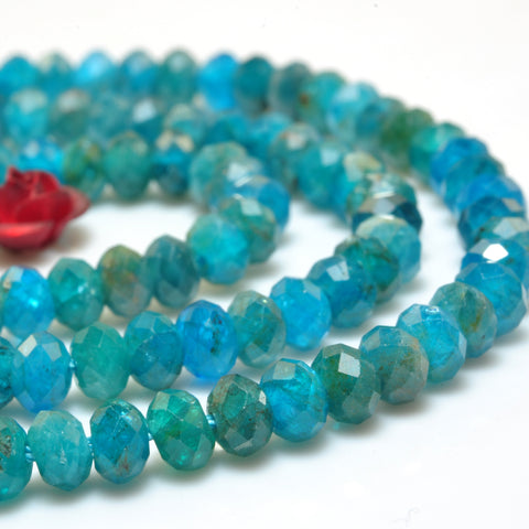 YesBeads Natural Blue Apatite faceted rondelle beads wholesale gemstone jewelry 15"