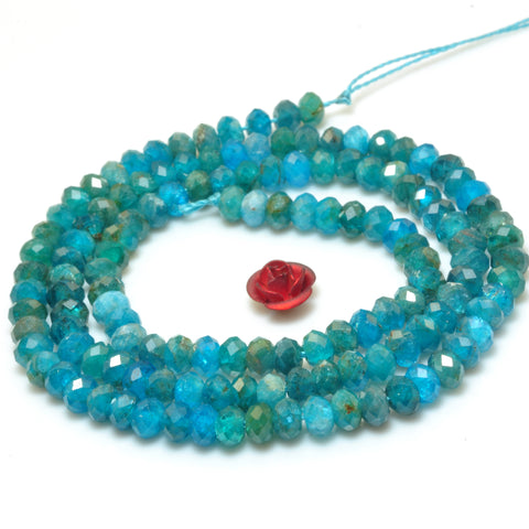 YesBeads Natural Blue Apatite faceted rondelle beads wholesale gemstone jewelry 15"