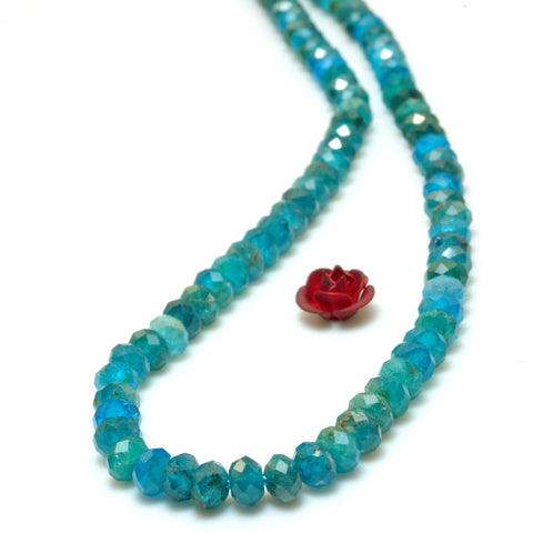 YesBeads Natural Blue Apatite faceted rondelle beads wholesale gemstone jewelry 15"