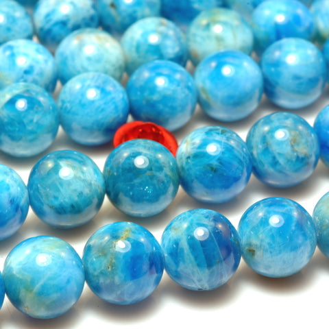 Natural Blue Apatite smooth round loose beads gemstone wholesale jewelry making bracelet necklace diy