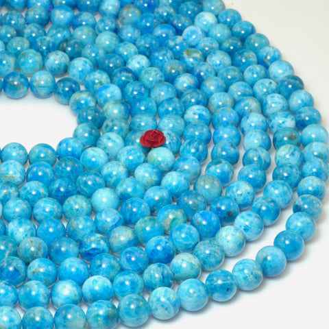 Natural Blue Apatite smooth round loose beads gemstone wholesale jewelry making bracelet necklace diy
