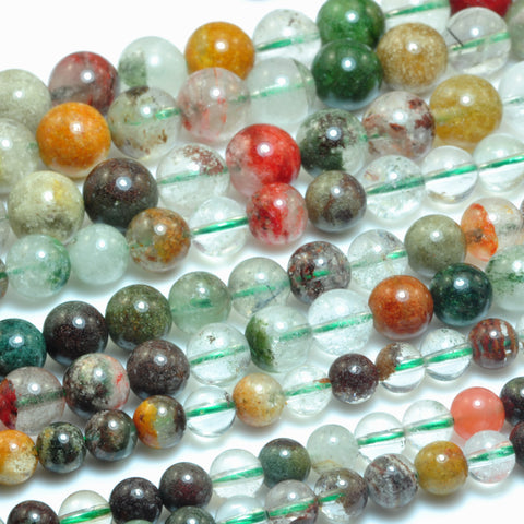 Natural Multicolor Phantom Quartz smooth round beads loose gemstone wholesale for jewelry making bracelet necklace