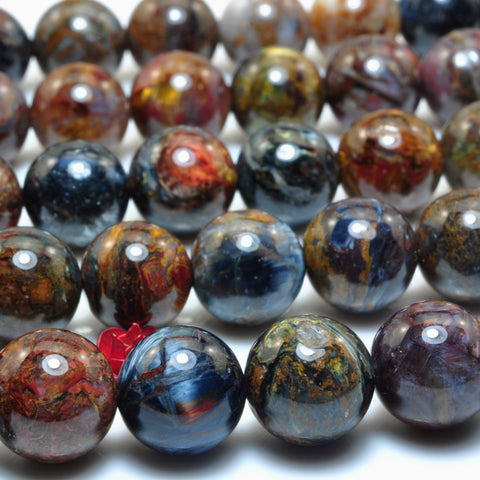YesBeads Natural Pietersite stone smooth round loose beads wholesale gemstone jewelry 15"