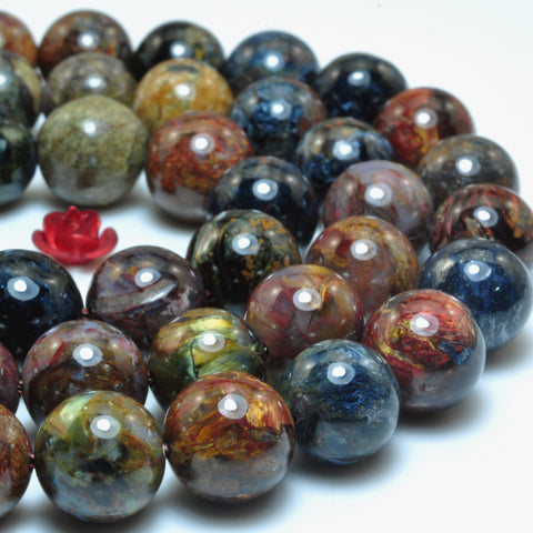 YesBeads Natural Pietersite stone smooth round loose beads wholesale gemstone jewelry 15"