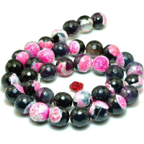 YesBeads Rainbow Agate faceted round loose beads red black wholesale gemstone jewelry 15"
