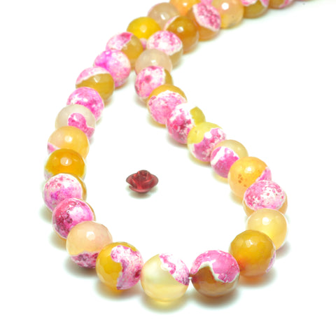 YesBeads Rainbow Agate faceted round loose beads red yellow wholesale gemstone jewelry 15"