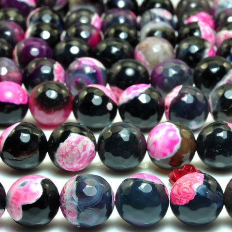 YesBeads Rainbow Agate faceted round loose beads red black wholesale gemstone jewelry 15"