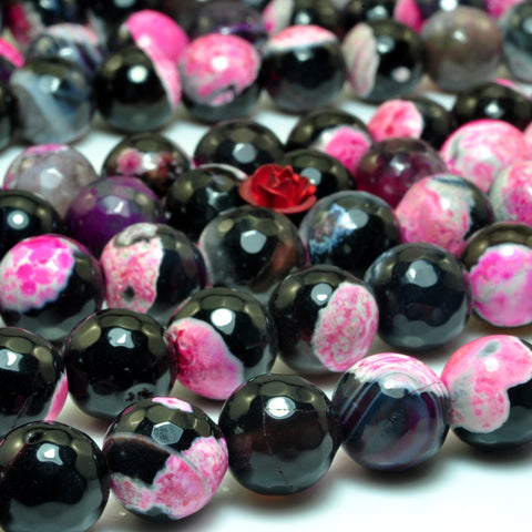 YesBeads Rainbow Agate faceted round loose beads red black wholesale gemstone jewelry 15"