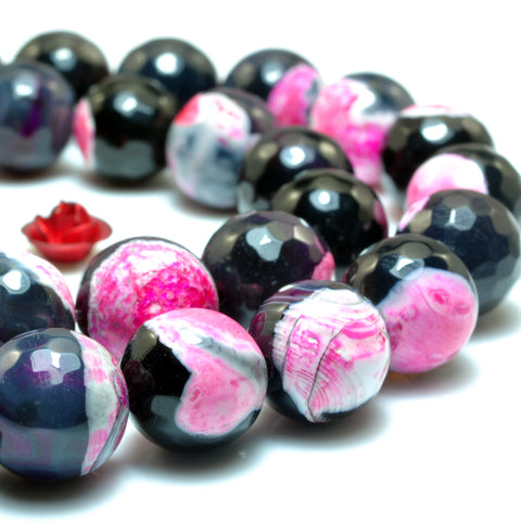 YesBeads Rainbow Agate faceted round loose beads red black wholesale gemstone jewelry 15"