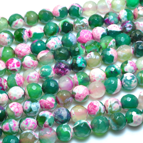 YesBeads Rainbow Agate faceted round loose beads red green wholesale gemstone jewelry 15"