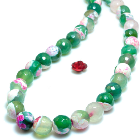 YesBeads Rainbow Agate faceted round loose beads red green wholesale gemstone jewelry 15"