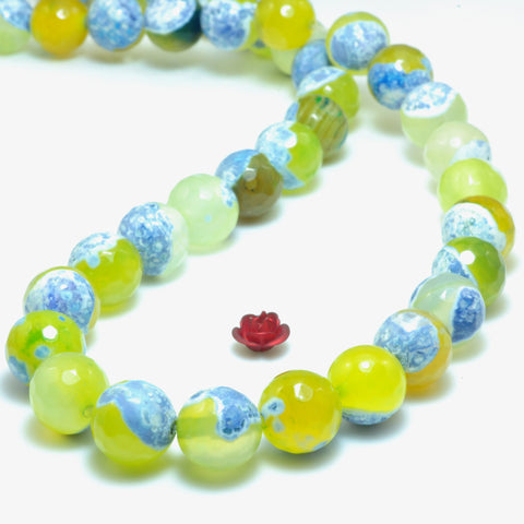 YesBeads Rainbow Agate faceted round loose beads blue yellow wholesale gemstone jewelry 15"