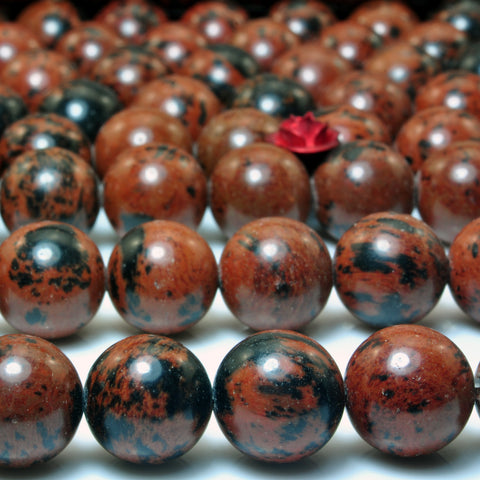 Natural Mahogany Obsidian smooth round beads loose stone wholesale gemstone for jewelry making bracelet necklace diy