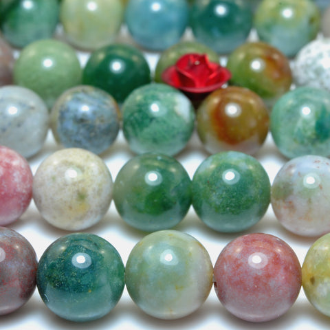 YesBeads Natural Indian Agate smooth round beads wholesale gemstone jewelry 8mm