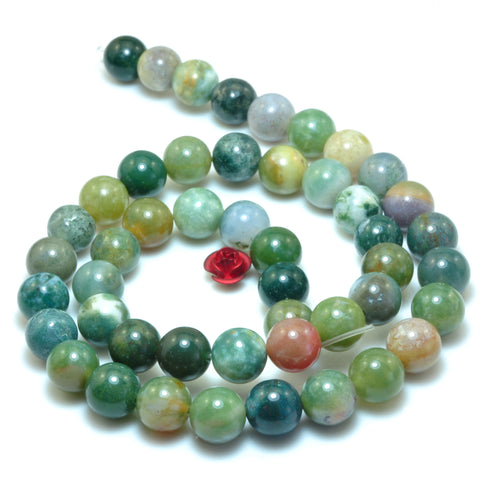 YesBeads Natural Indian Agate smooth round beads wholesale gemstone jewelry 10mm