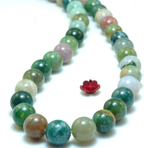 YesBeads Natural Indian Agate smooth round beads wholesale gemstone jewelry 10mm