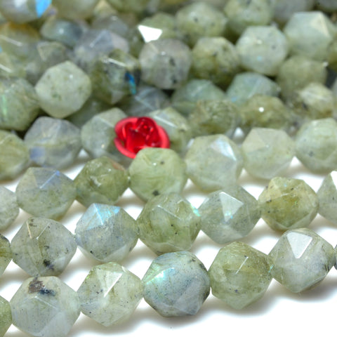 Natural Labradorite star cut faceted nugget beads wholesale gemstone jewelry 15"