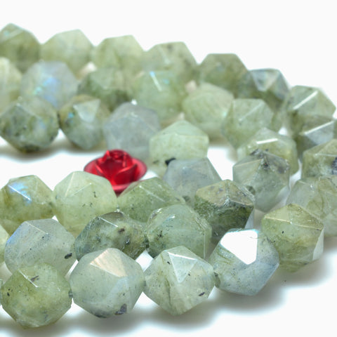Natural Labradorite star cut faceted nugget beads wholesale gemstone jewelry 15"