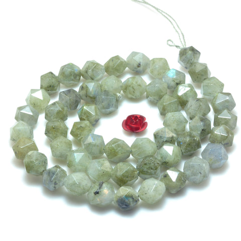 Natural Labradorite star cut faceted nugget beads wholesale gemstone jewelry 15"