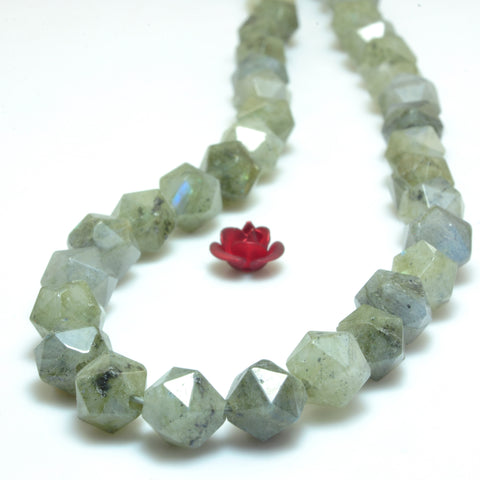 Natural Labradorite star cut faceted nugget beads wholesale gemstone jewelry 15"