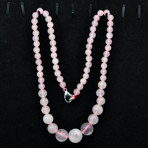 YesBeads Rose quartz gemstone necklace and bracelet natural smooth round pink beads DIY jewelry
