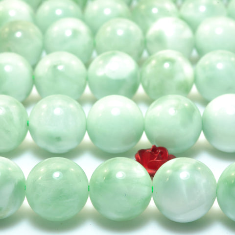Natural Green Angelite smooth round loose beads wholesale gemstone for jewelry making bracelets necklace DIY