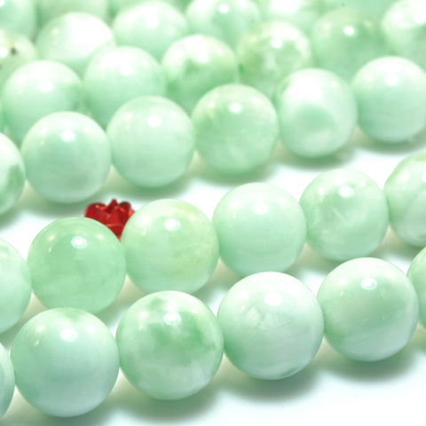 Natural Green Angelite smooth round loose beads wholesale gemstone for jewelry making bracelets necklace DIY