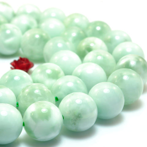 Natural Green Angelite smooth round loose beads wholesale gemstone for jewelry making bracelets necklace DIY