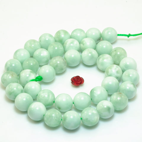 Natural Green Angelite smooth round loose beads wholesale gemstone for jewelry making bracelets necklace DIY