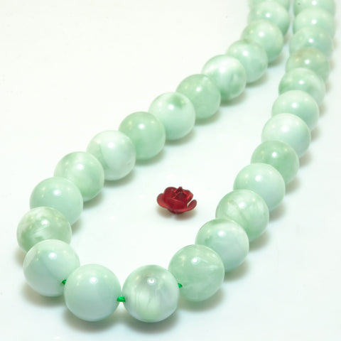 Natural Green Angelite smooth round loose beads wholesale gemstone for jewelry making bracelets necklace DIY