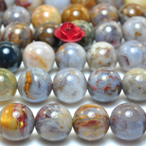 YesBeads Natural Pietersite smooth round loose beads gemstone wholesale jewelry 15"