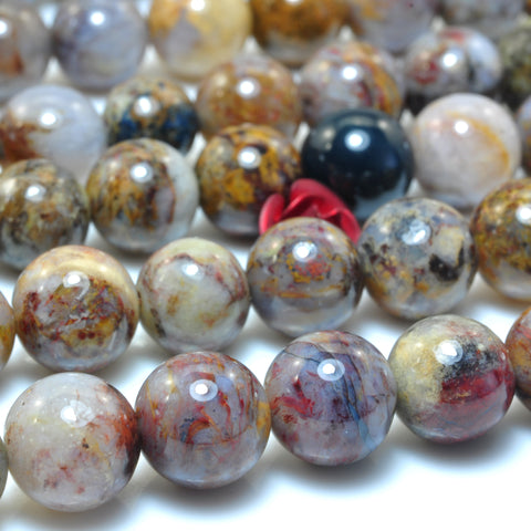 YesBeads Natural Pietersite smooth round loose beads gemstone wholesale jewelry 15"